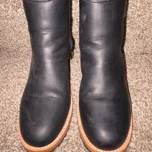 Elegant Black Ankle Boots with Tan Sole